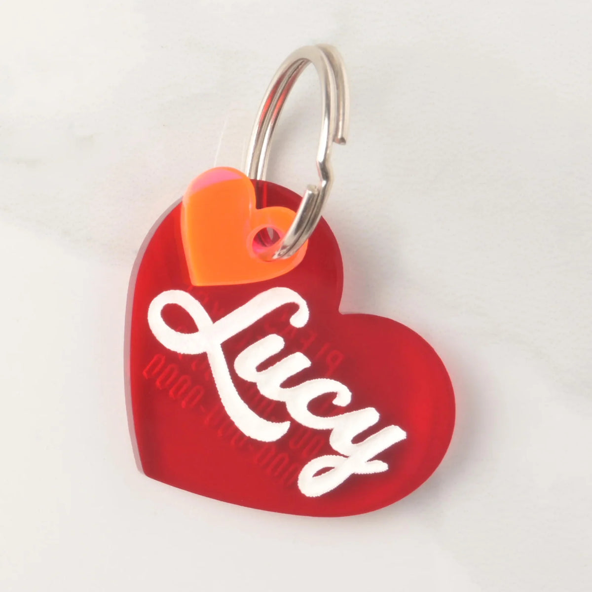Personalized Heart Pet ID Tag with Custom Engraving, Two Phone Numbers and Seasonal Mini Charm