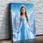Personalized Ice Princess Canvas Portrait from Your Photo, Ready to Hang for a Child's Bedroom