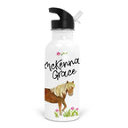 Personalized Kids Water Bottle in a Happy Horses Design