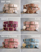 Personalized Leather Dog Collar with Engraved Three-Line ID Plate and Classic Adjustable Belt Buckle