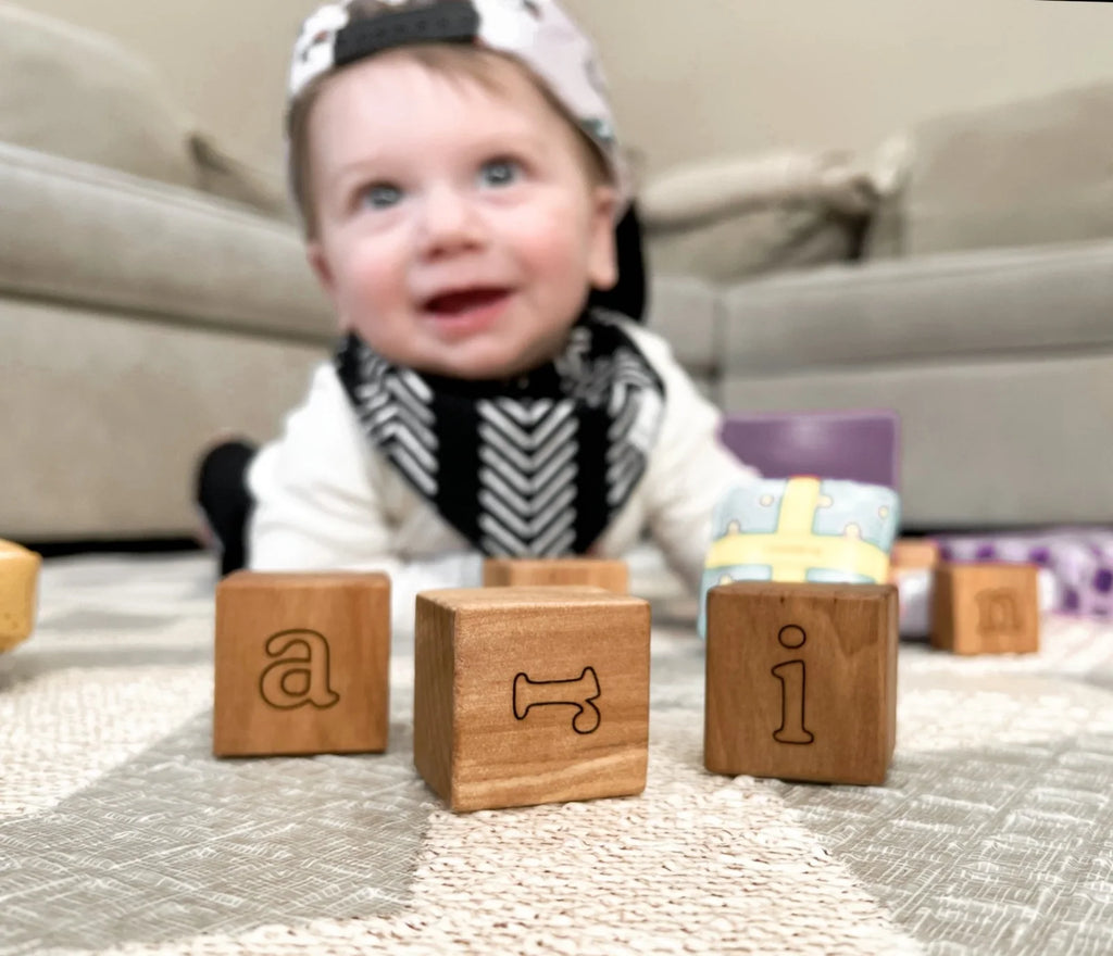 Personalized Name Blocks in Maple Hardwood