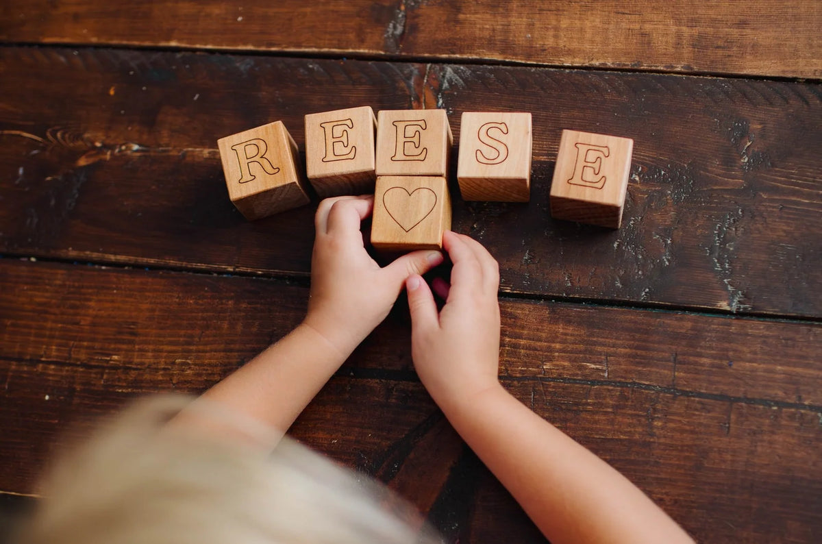 Personalized Name Blocks in Maple Hardwood