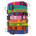 Personalized Pet Collar in Solid Colors with Custom Text and Optional Art Icons, Machine Washable Polyester