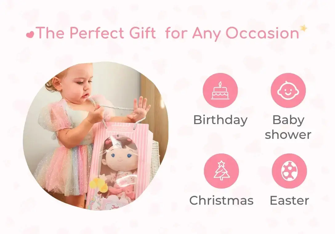 Personalized Plush Doll in a Pink Floral Dress, 16-Inch Keepsake