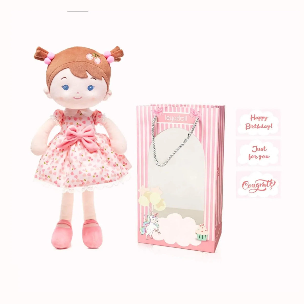 Personalized Plush Doll in a Pink Floral Dress, 16-Inch Keepsake