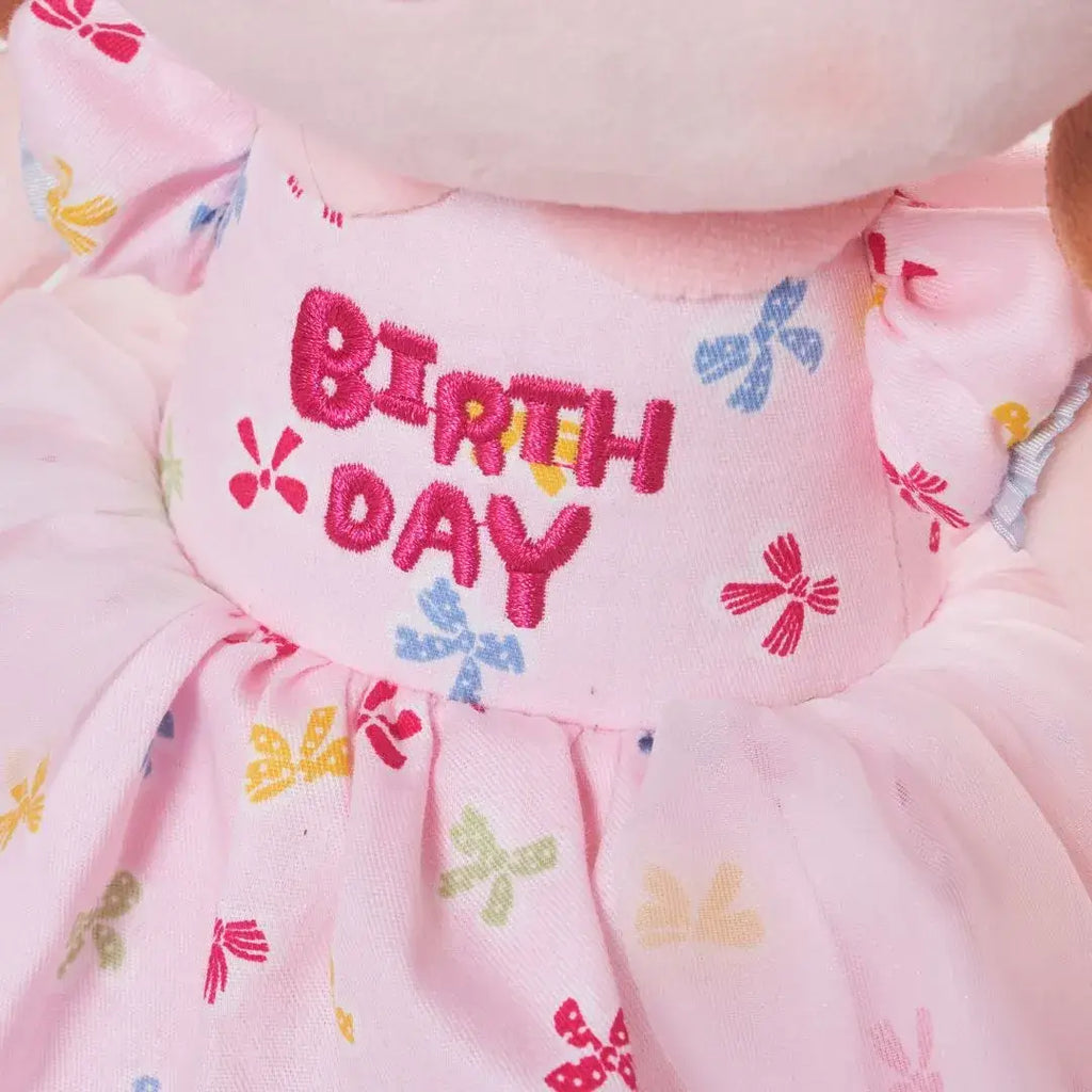 Personalized Princess Plush Doll in a Pink Birthday Dress,