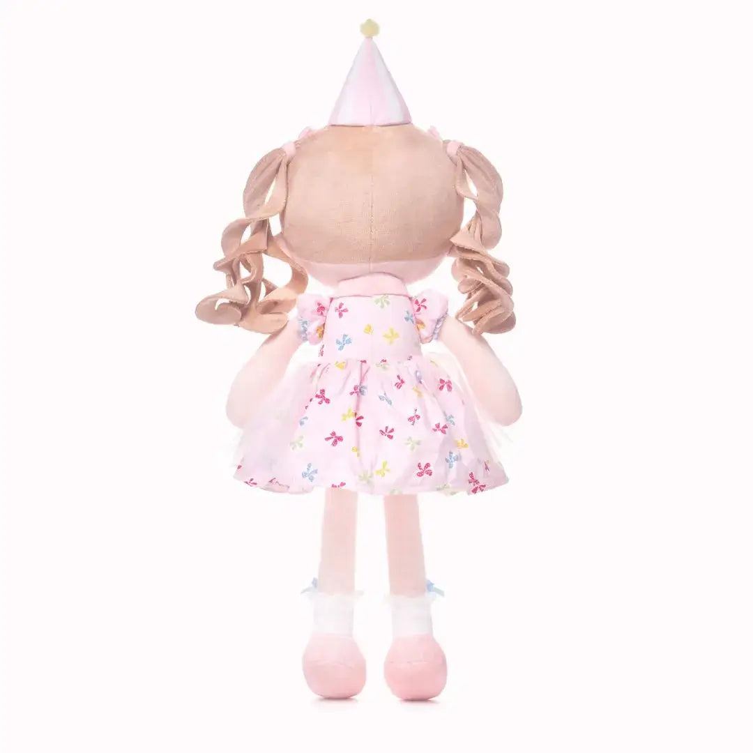 Personalized Princess Plush Doll in a Pink Birthday Dress,