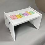 Personalized Puzzle Step Stool for Children with Name Letter Pieces, Rounded Edges and Handcrafted Maple MDF