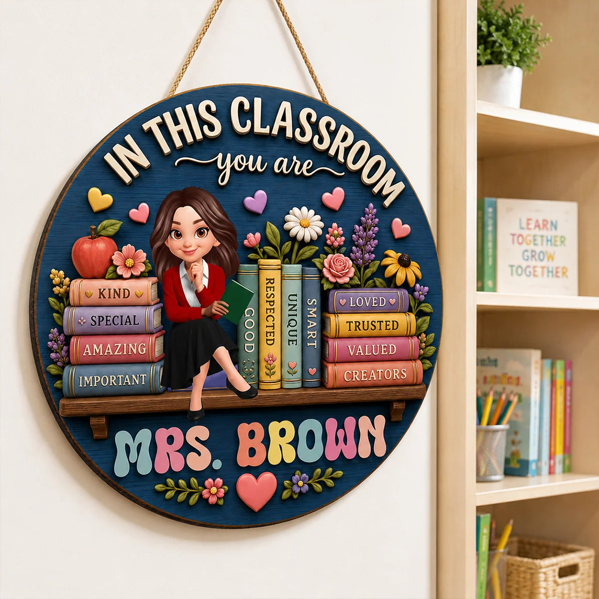 Personalized Teacher Name Sign in Plywood