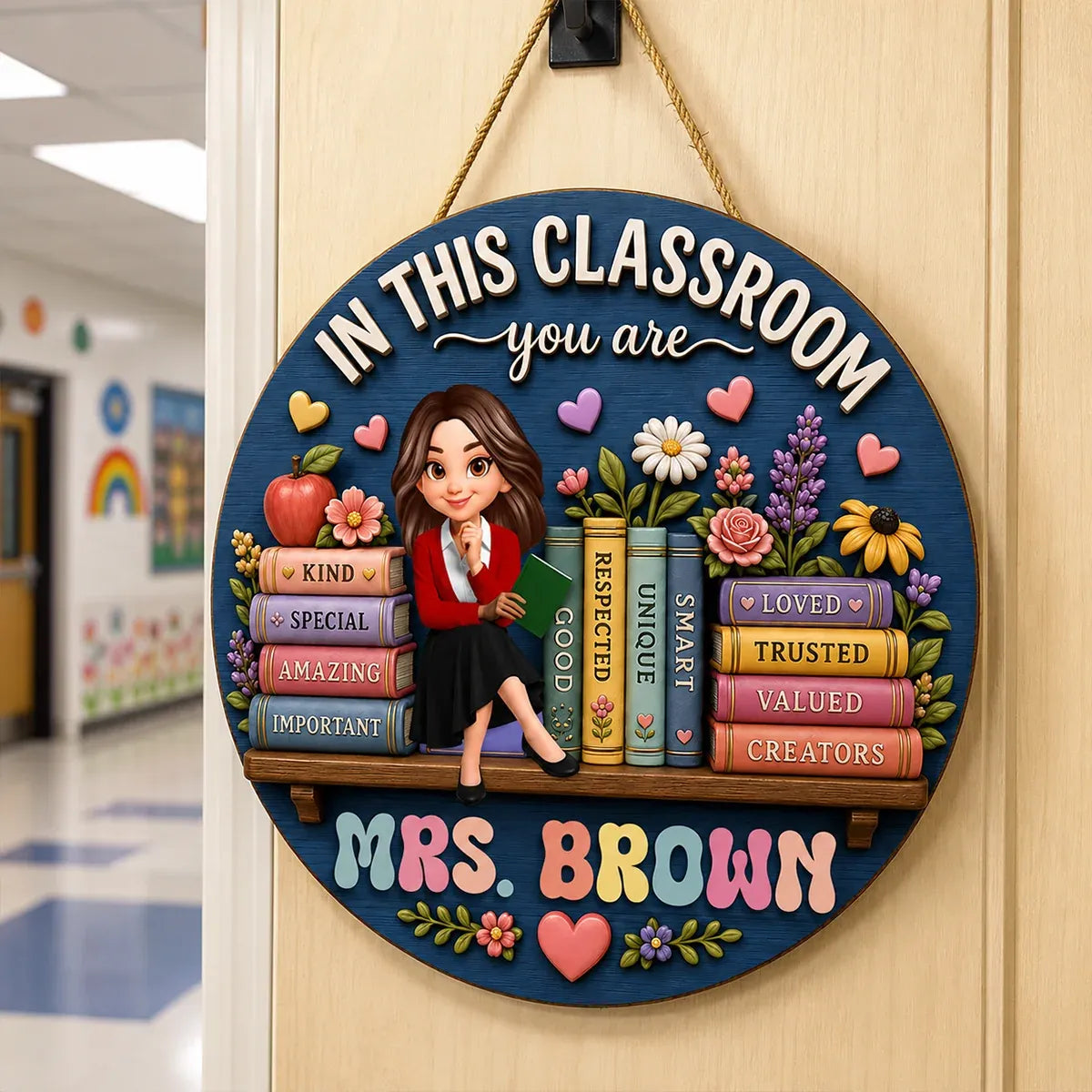 Personalized Teacher Name Sign in Plywood
