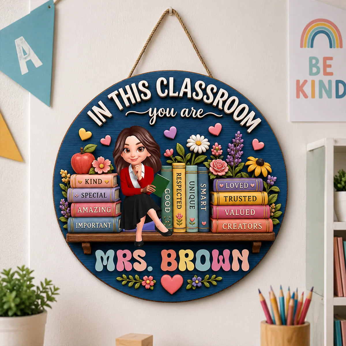 Personalized Teacher Name Sign in Plywood