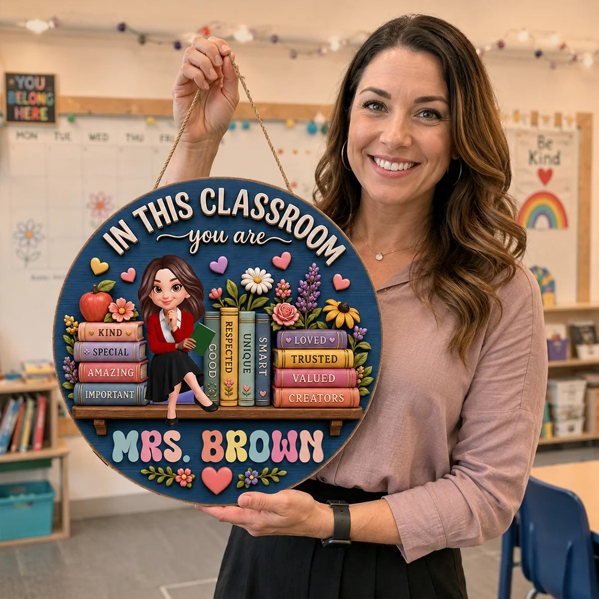Personalized Teacher Name Sign in Plywood