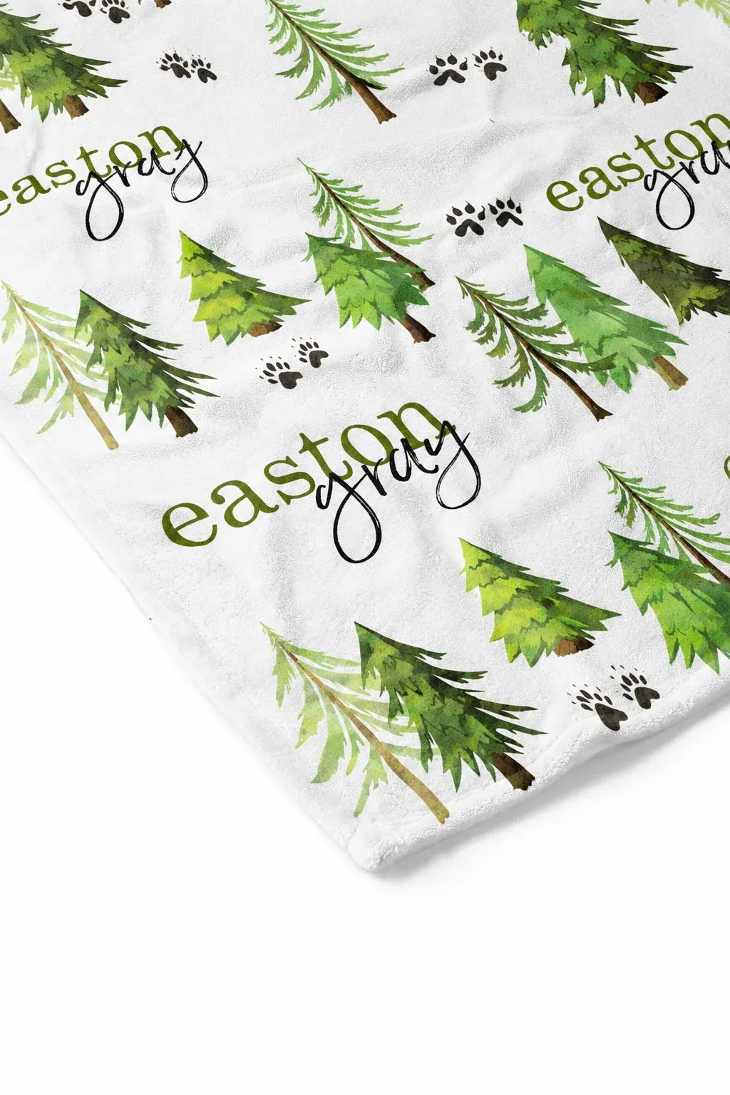 Personalized Toddler Blanket in a Woodland Trees Print