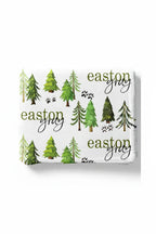 Personalized Toddler Blanket in a Woodland Trees Print
