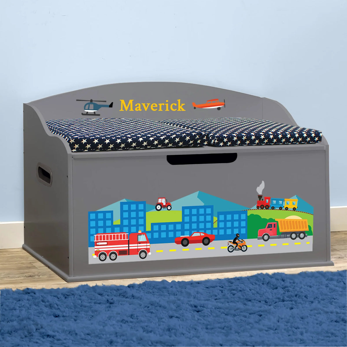 Personalized Toy Box, Dovetail Grey