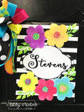 Personalized Vinyl Garden Flag, 12 x 16 Inch Floral Family Name