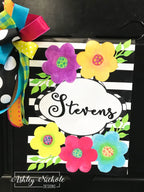 Personalized Vinyl Garden Flag, 12 x 16 Inch Floral Family Name