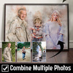 Personalized Watercolor Portrait Print with Optional Wood Frame and Mat in Four Display Sizes
