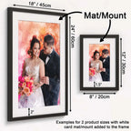 Personalized Watercolor Portrait Print with Optional Wood Frame and Mat in Four Display Sizes