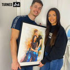 Personalized Watercolor Portrait Print with Optional Wood Frame and Mat in Four Display Sizes