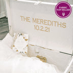 Personalized Wedding Keepsake Trunk with Quilted Fabric Interior and Gold Hardware in Medium or Large