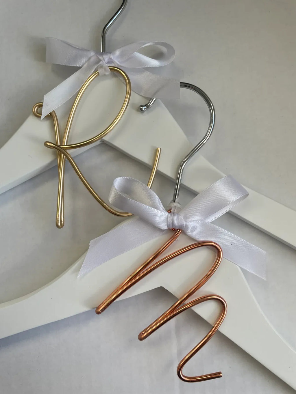 Personalized Wire Initial for Bridal Party Gifts, Made from 3mm Wire and Finished with White Ribbon