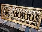 Personalized Wood Carved Last Name Sign with 3D Wreath Lettering, Solid Pine and Custom Family Text