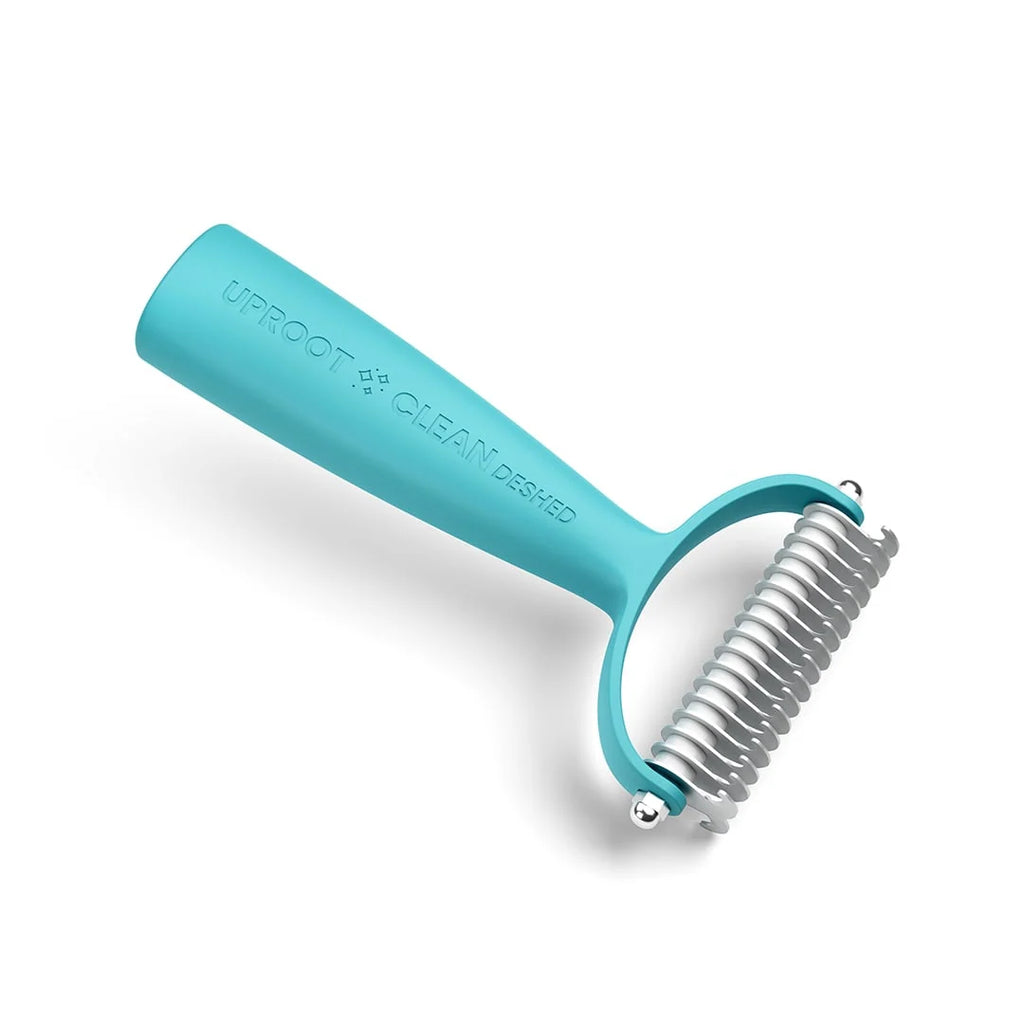 Pet Deshedding Tool for Medium and Long-Haired Pets, Soft Claw-Like Teeth and Cleaner Bundle