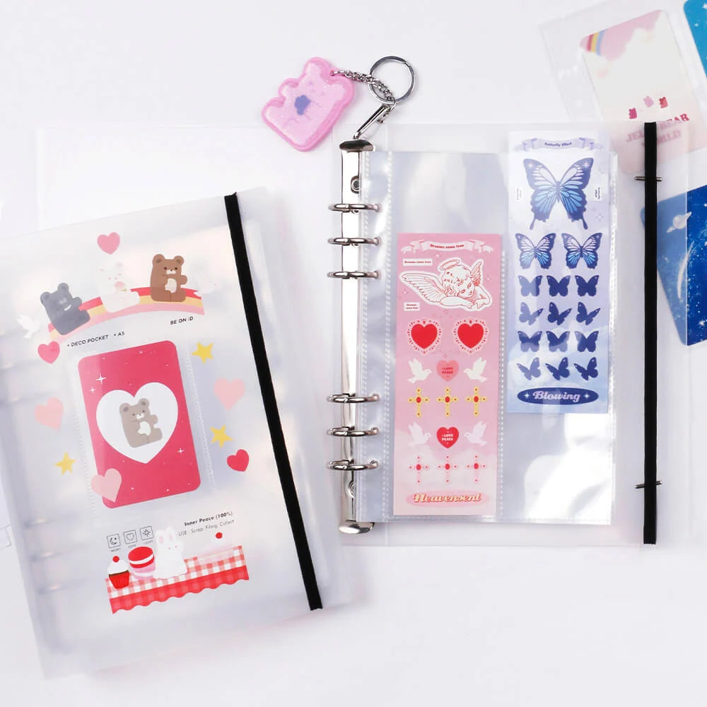 Photocard Binder and Refill Sleeves Set for K-Pop Collections, A5 6-Hole File with 25 Standard and 5 Larger Sleeves