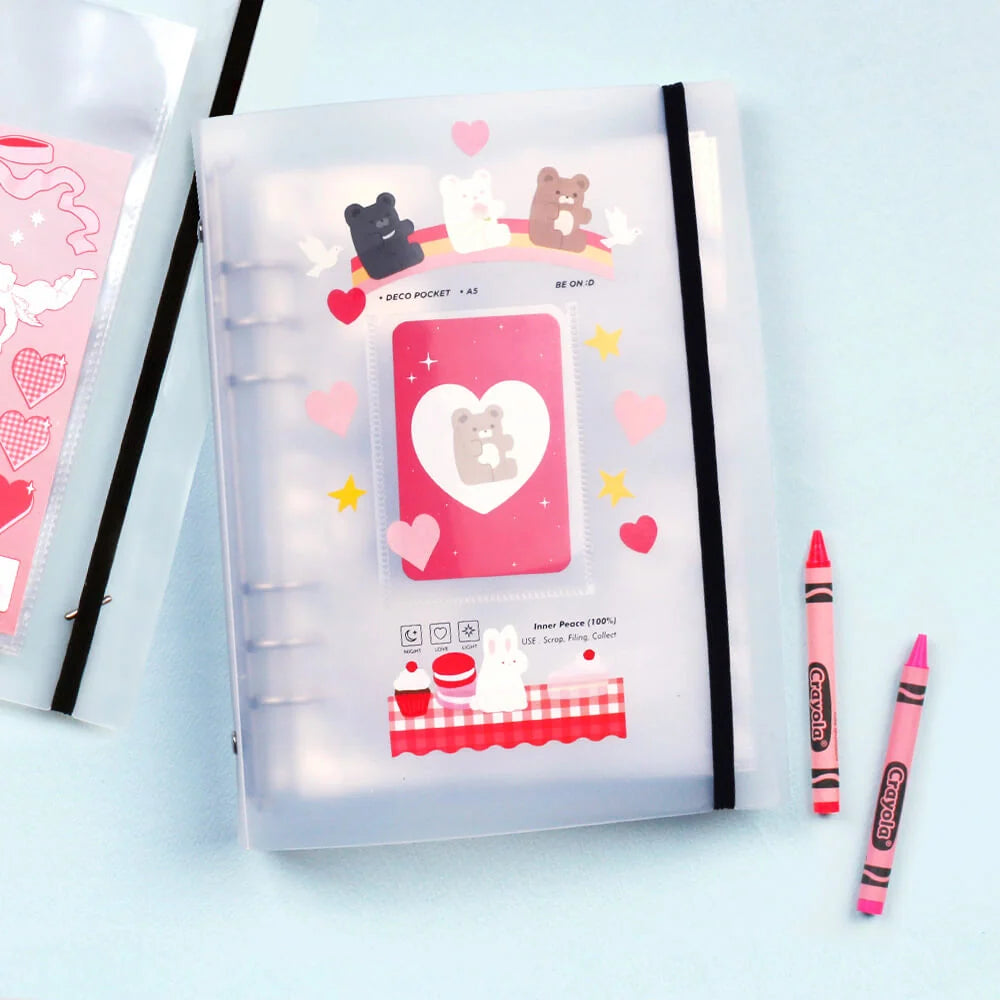 Photocard Binder and Refill Sleeves Set for K-Pop Collections, A5 6-Hole File with 25 Standard and 5 Larger Sleeves