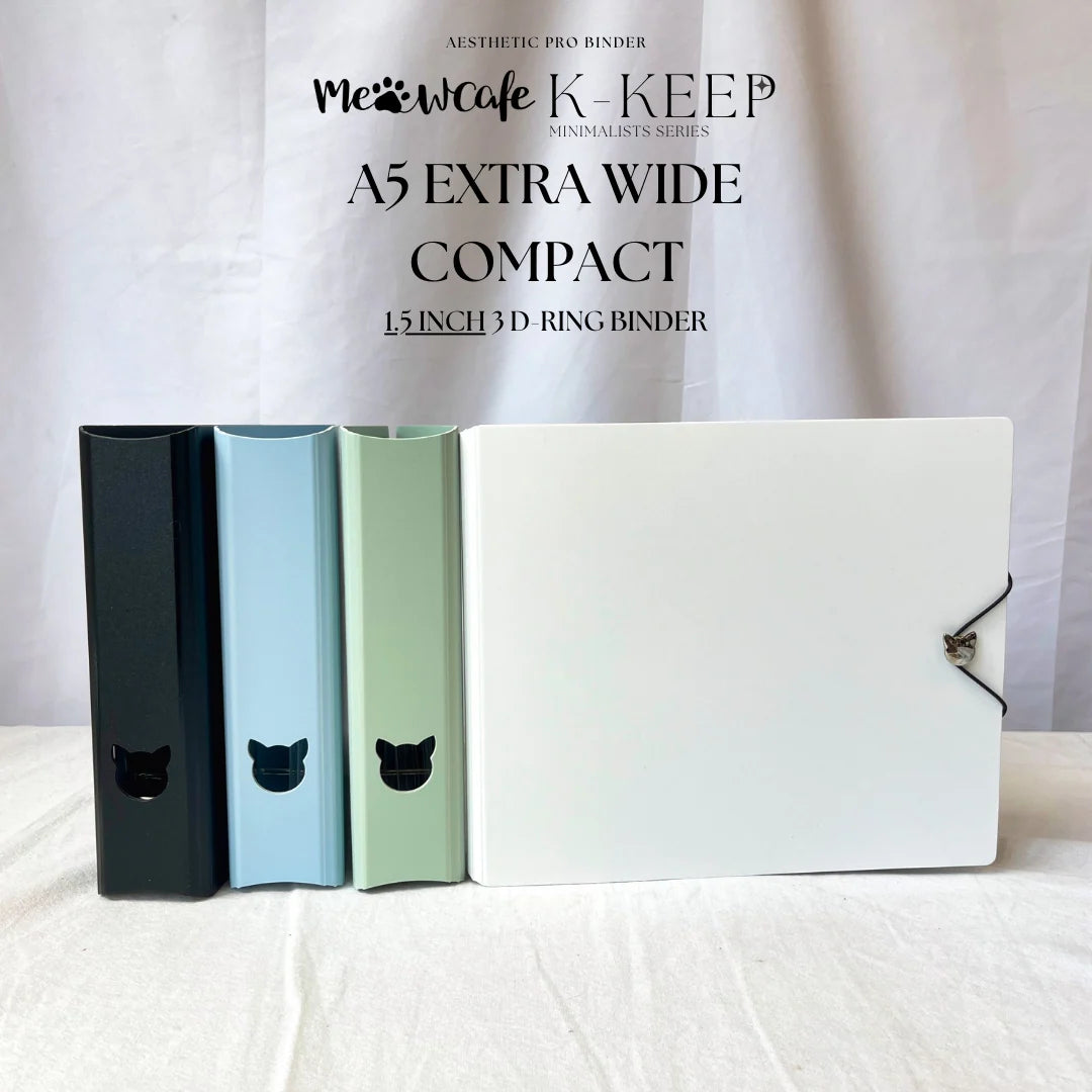 Photocard Binder in A5 Extra-Wide Format with a Minimalist Hardcover and Cat Cutout for Shelf Access