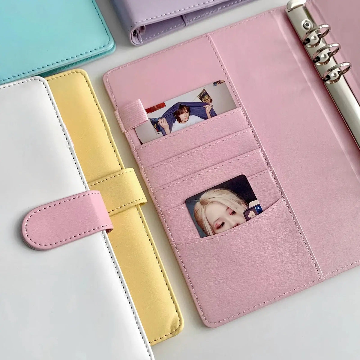 Photocard Binder with PU Leather Cover, 6 O-Ring Design and Optional 20 Four-Pocket A5 Inner Sheets