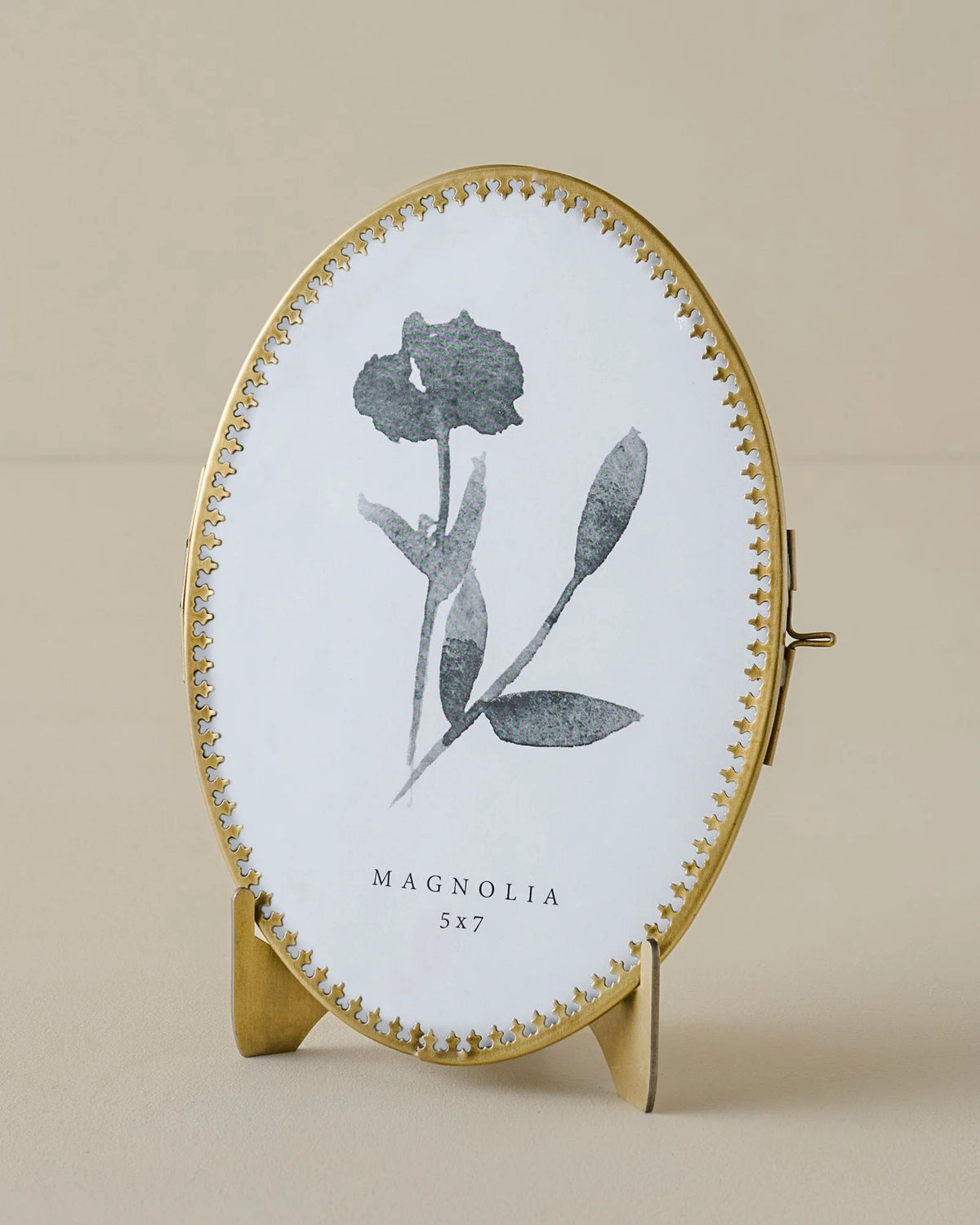 Picture Frame with Antique Brass Finish, Collapsible Easel Stand and Wall-Hanging Hook for Photos, Art or Pressed Florals