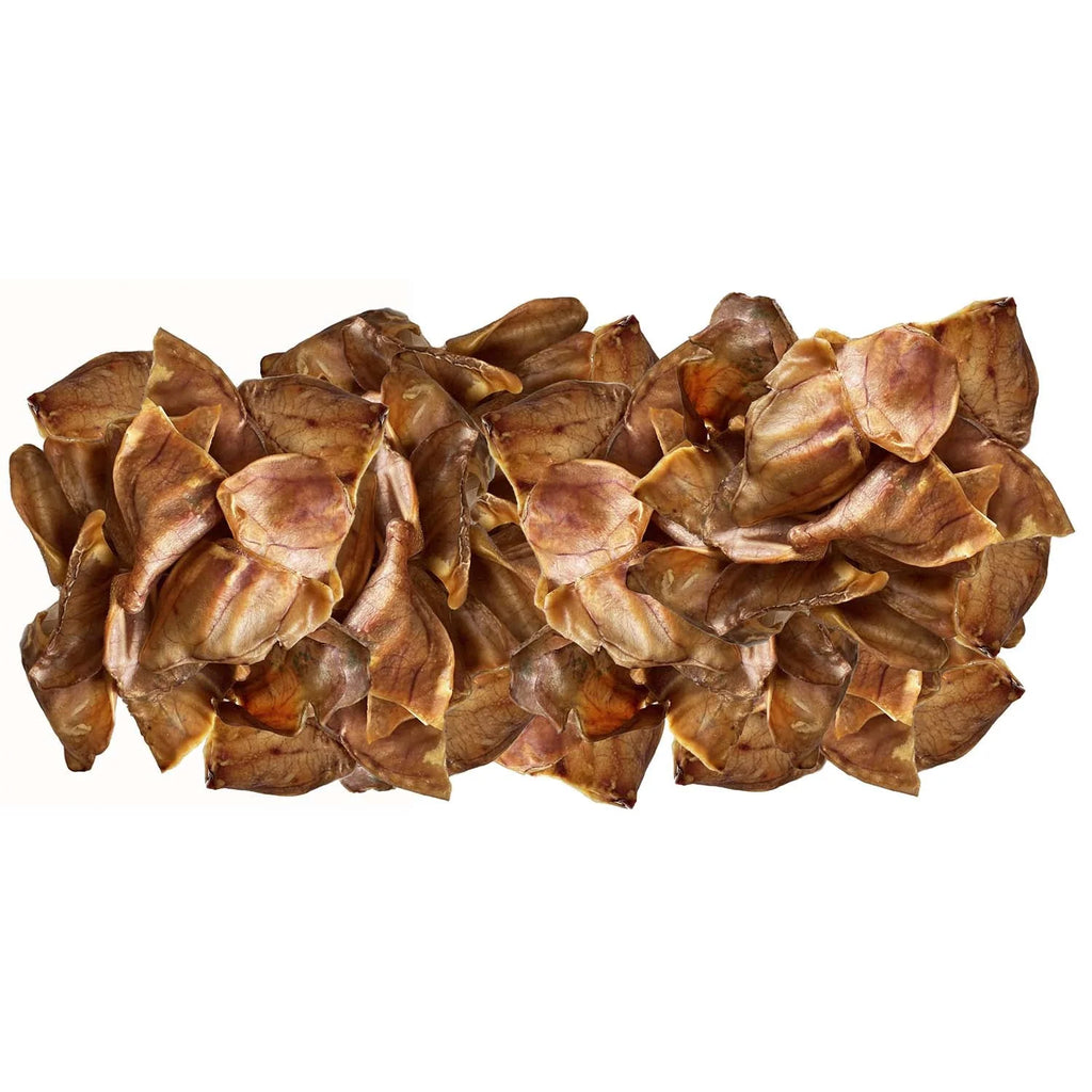 Pig Ear Dog Chew Treats in a 100-Count Case, Slowly Roasted for Savory Flavor and Natural Texture