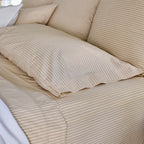 Pillowcase Set of 2 in Ticking Stripe Cotton Percale, Standard or King Size, Charcoal or Sesame
