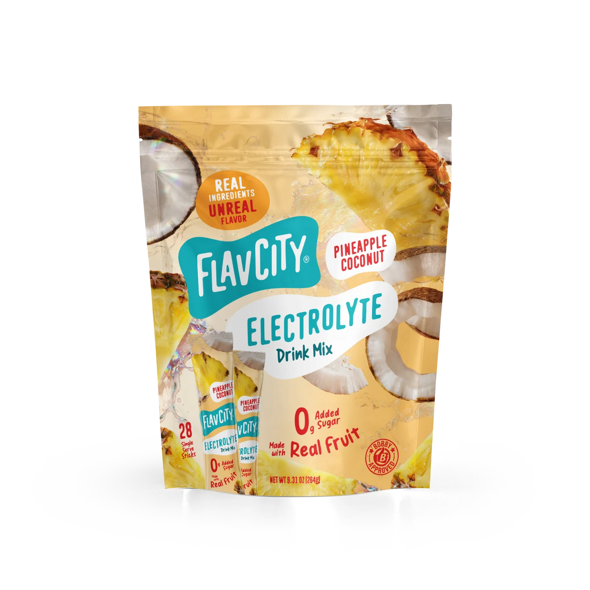Pineapple Coconut Electrolyte Mix Sweetened with Real Fruit for Flavorful Water After Workouts