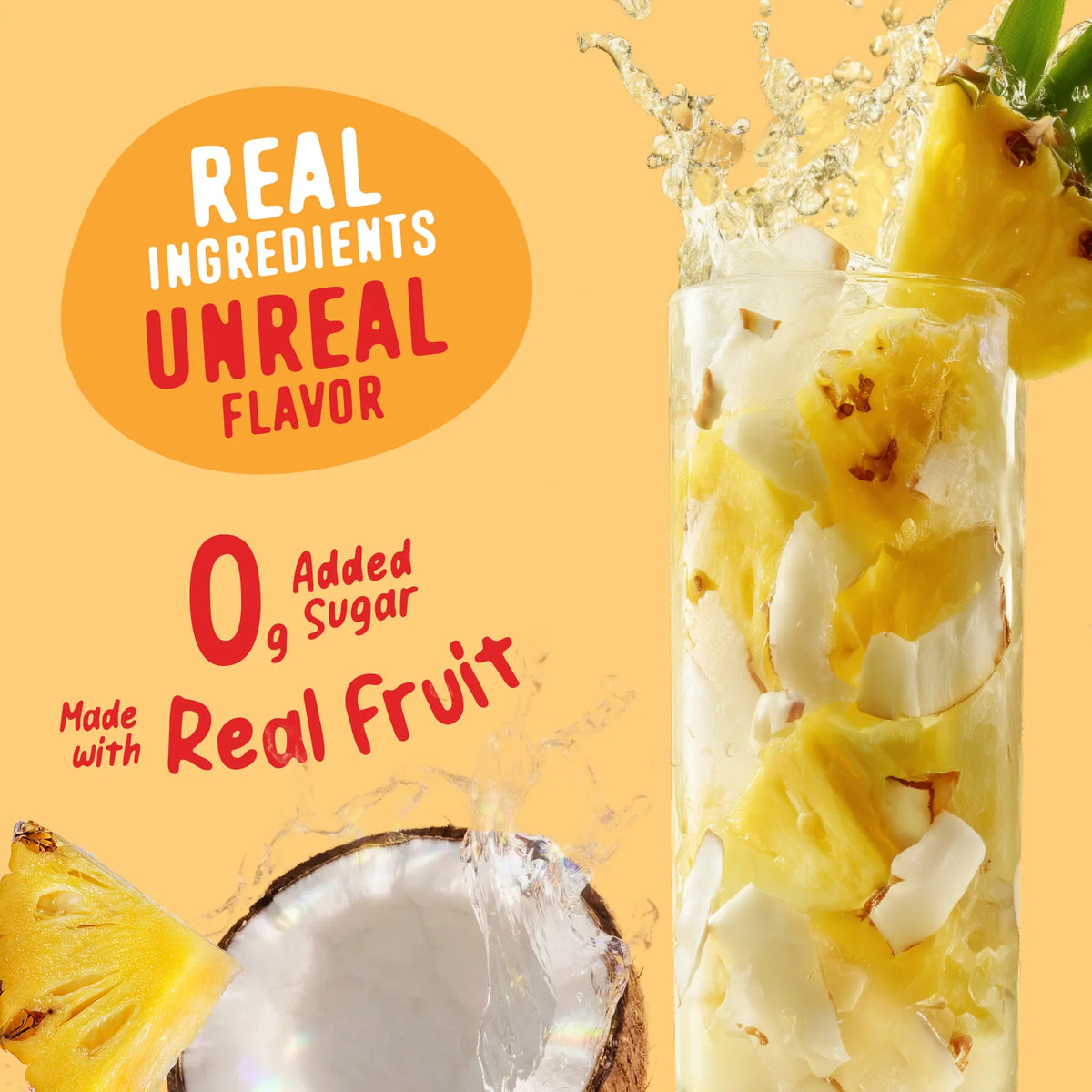 Pineapple Coconut Electrolyte Mix Sweetened with Real Fruit for Flavorful Water After Workouts