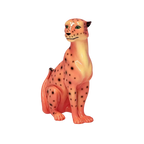 Pink Leopard Statue in Handcrafted Resin for Playful Home Decor and Big Cat Enthusiast Displays