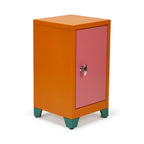 Pink Metal Locker and Side Table in Powder-Coated Steel with an Adjustable Shelf and Keyed Handle