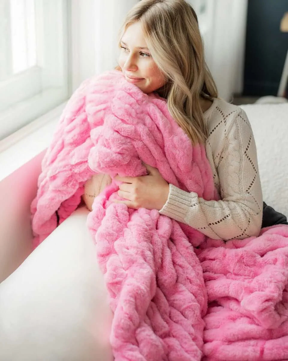 Pink Plush Blanket in Infant, Travel, Adult, Monster and Grande