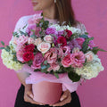 Pink Rose Flower Box Arrangement, Handcrafted