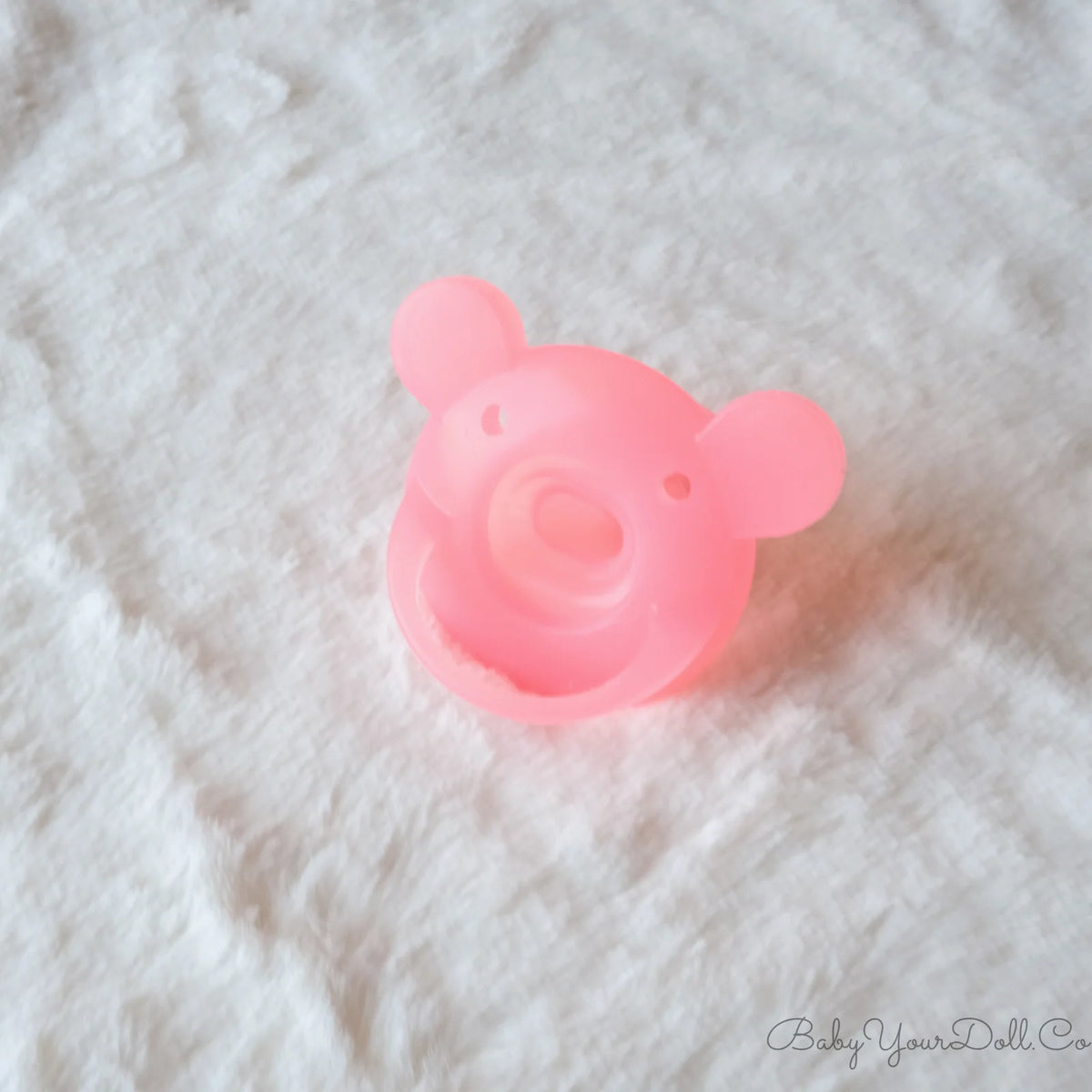 Pink Teddy Adult Pacifier with Food Grade Silicone Teat, Bear Ears, Front Handle and Two Air Vents