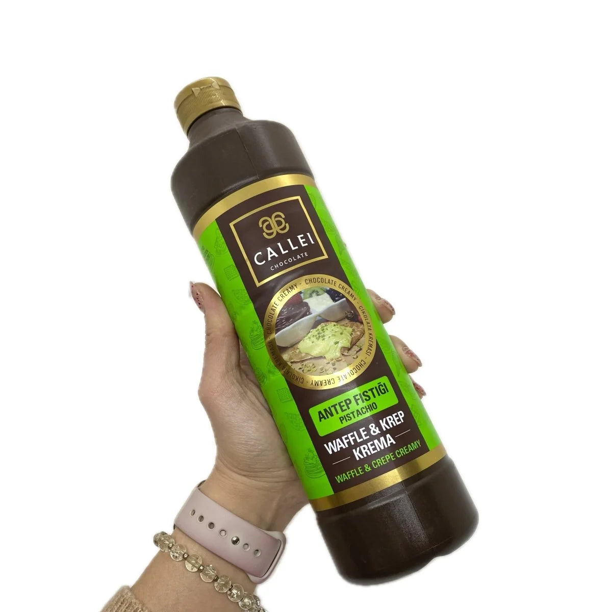 Pistachio Dessert Sauce with 6% Antep Pistachio and a Smooth Pourable Texture for Ice Cream and Pastries — 1 Bottle (1kg)