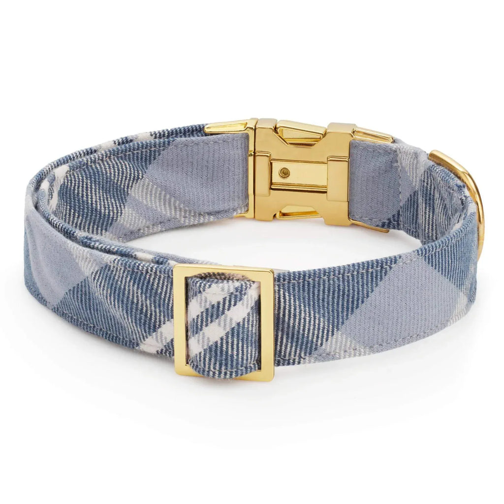 Plaid Flannel Dog Collar with Soft Cotton Fabric, Reinforced Stitching and a Solid Brass D-Ring
