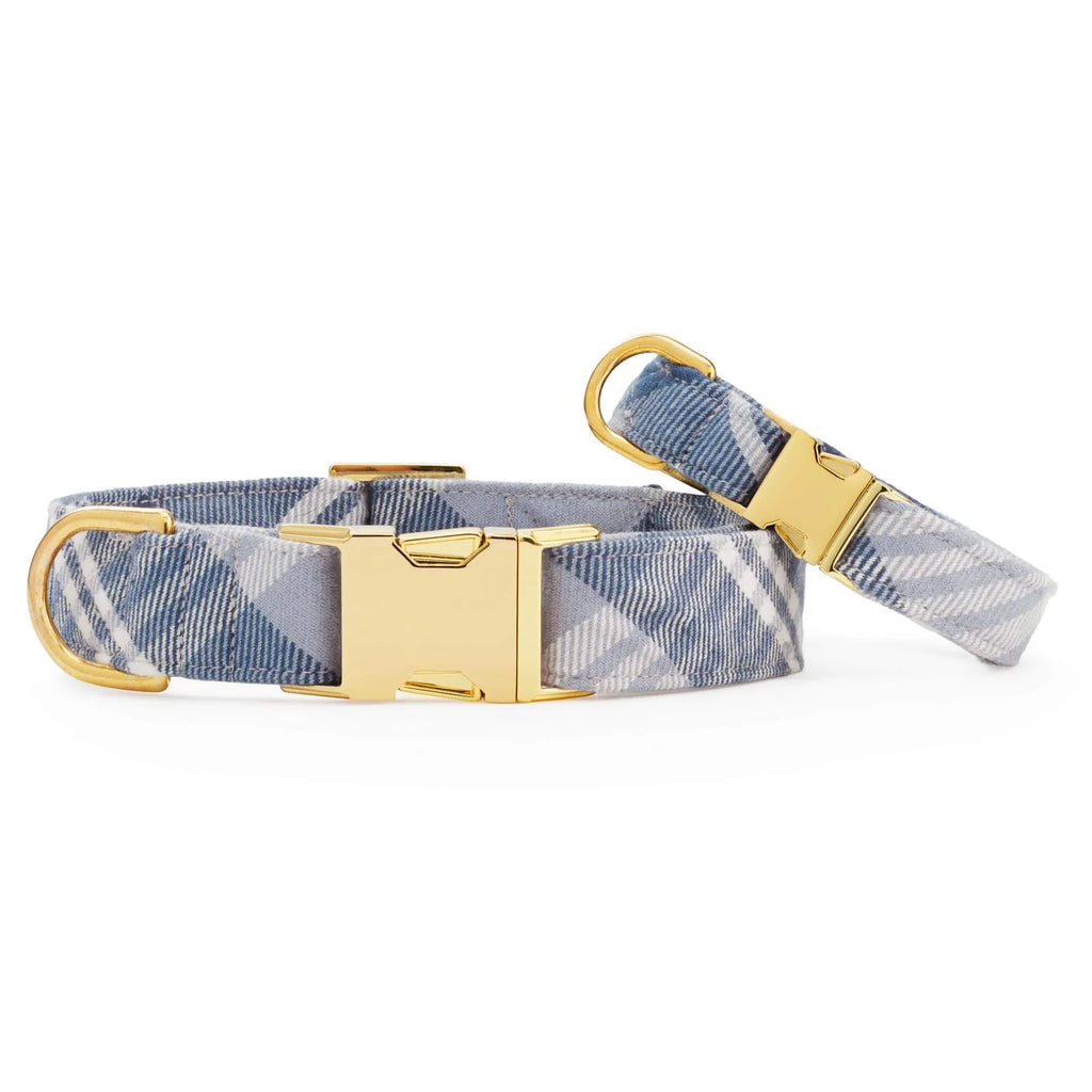 Plaid Flannel Dog Collar with Soft Cotton Fabric, Reinforced Stitching and a Solid Brass D-Ring