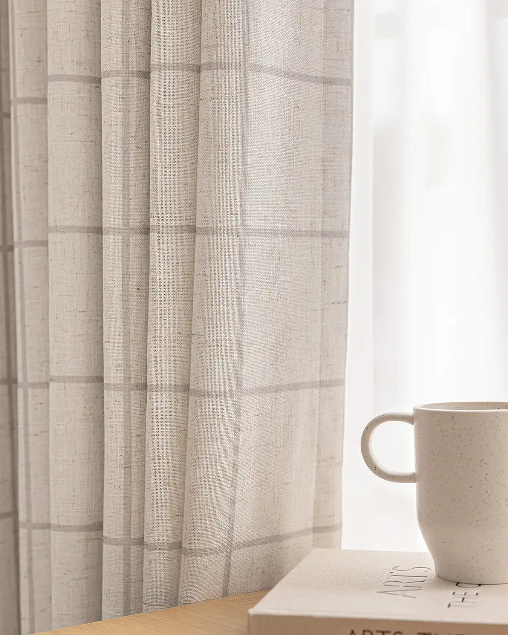 Plaid Linen Blend Pinch Pleat Curtains