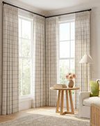 Plaid Linen Blend Pinch Pleat Curtains