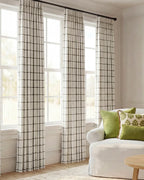 Plaid Linen Blend Pinch Pleat Curtains