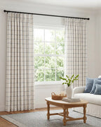 Plaid Linen Blend Pinch Pleat Curtains