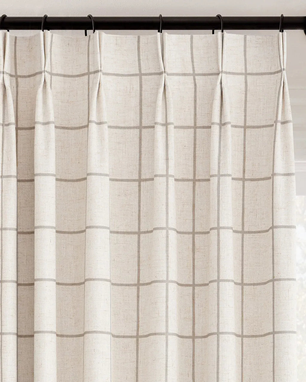 Plaid Linen Blend Pinch Pleat Curtains